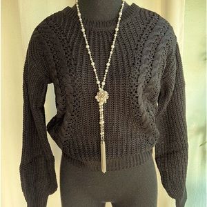 No Bounderies Juniors Cage Back SweaterIn Black/ size : SX ( W-2)